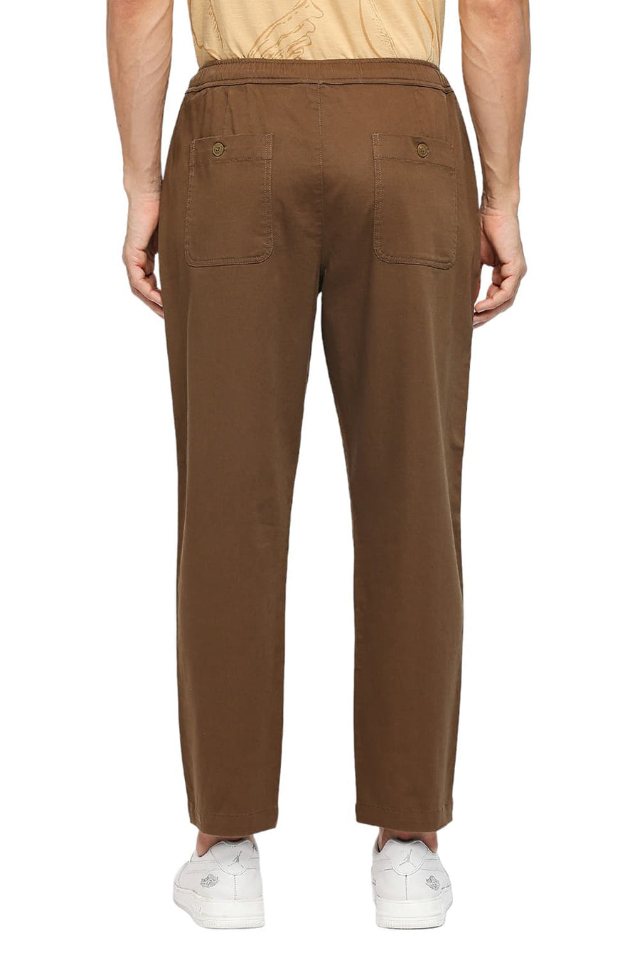 BASICS RELAXED FIT BLACK IRIS NAVY COTTON STRETCH DOBBY TROUSERS