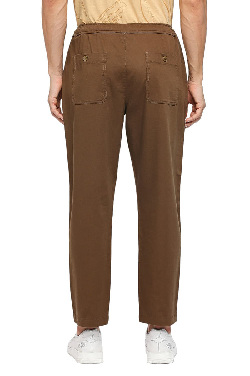 BASICS RELAXED FIT COTTON STRETCH DOBBY TROUSERS