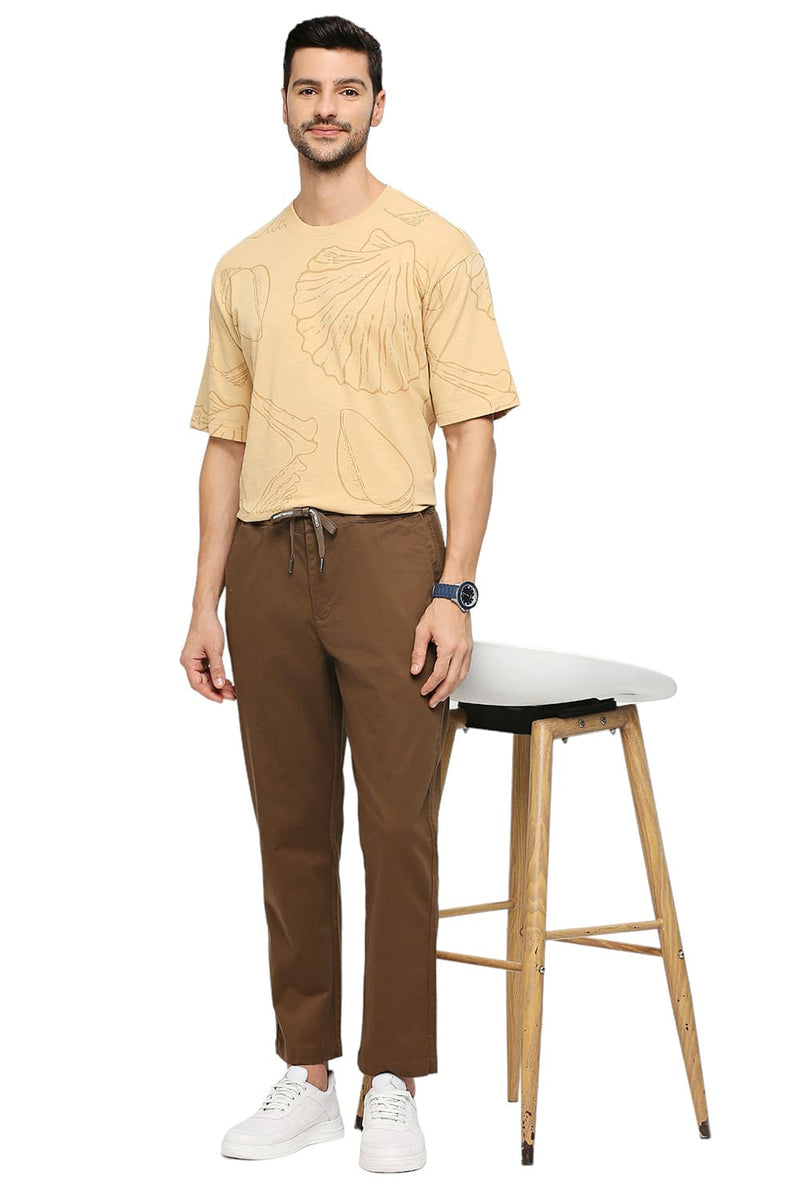 BASICS RELAXED FIT COTTON STRETCH DOBBY TROUSERS