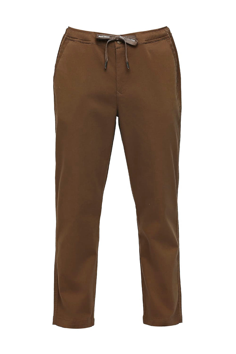 BASICS RELAXED FIT COTTON STRETCH DOBBY TROUSERS