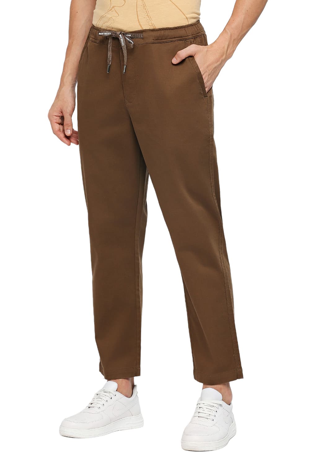 BASICS RELAXED FIT COTTON STRETCH DOBBY TROUSERS