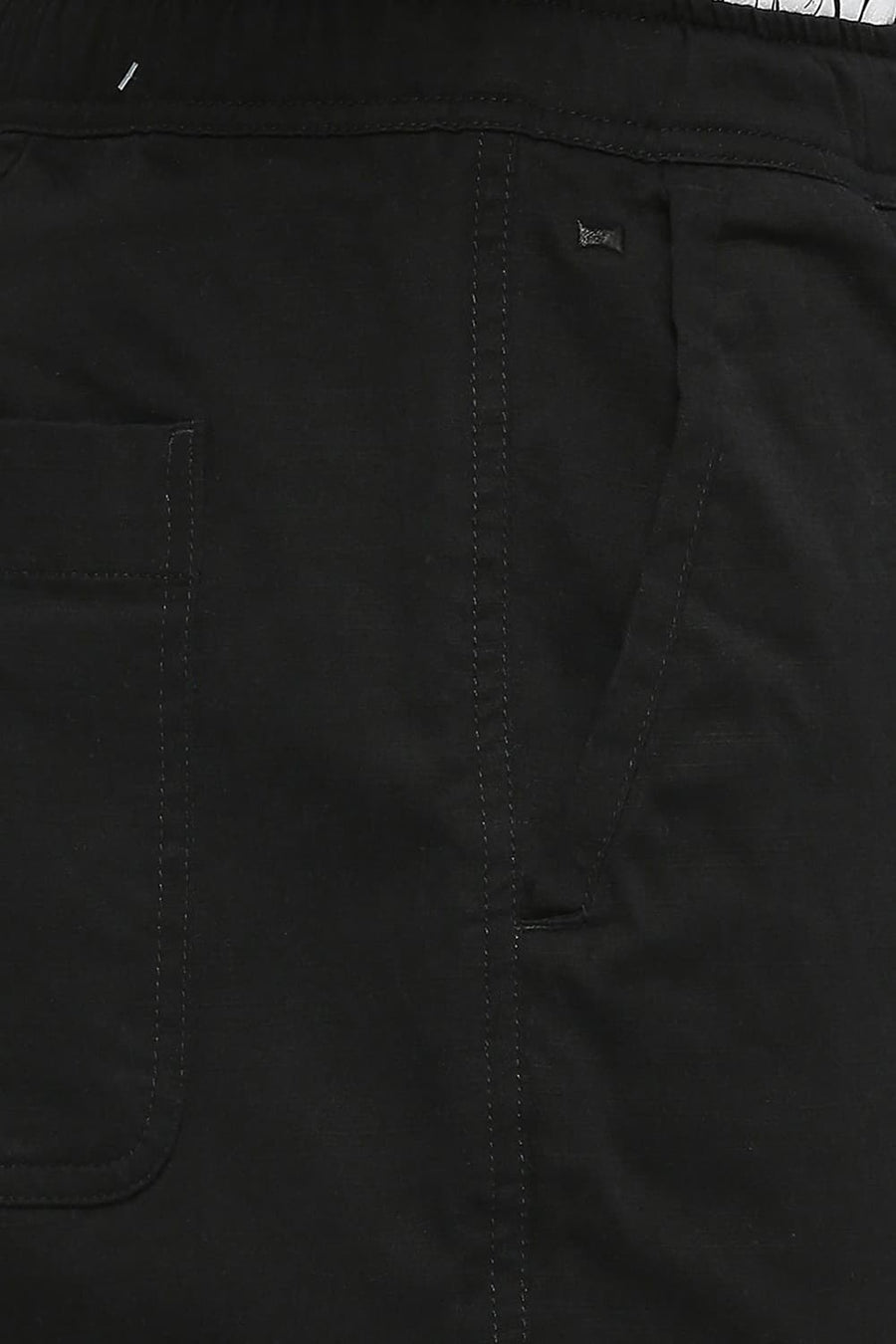 BASICS RELAXED FIT METEORITE BLACK COTTON STRETCH DOBBY TROUSERS