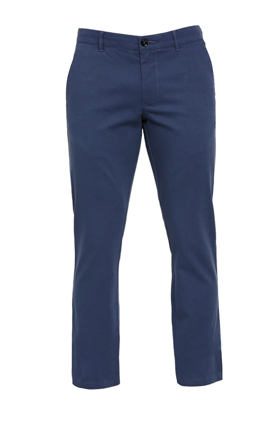 BASICS COMFORT FIT ENSIGN BLUE COTTON STRETCH DOBBY TROUSERS