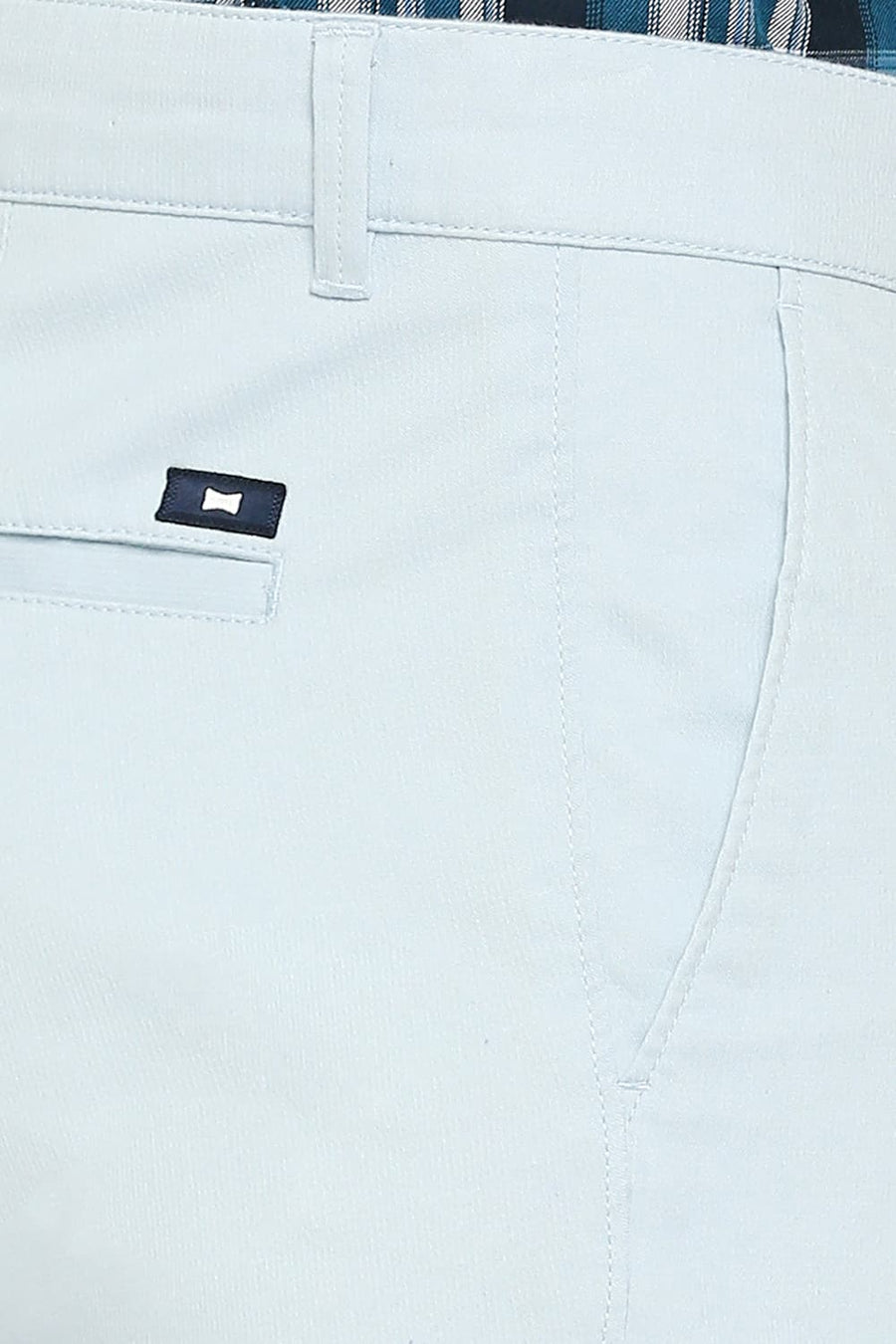 BASICS COMFORT FIT BLUE FOG COTTON STRETCH DOBBY TROUSERS