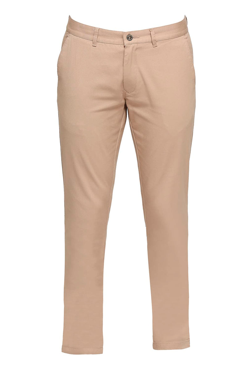 BASICS TAPERED FIT COTTON STRETCH DOBBY TROUSERS