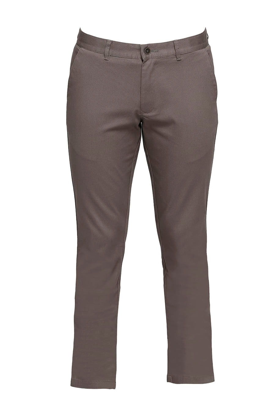 BASICS TAPERED FIT MOREL GREY COTTON STRETCH DOBBY TROUSERS
