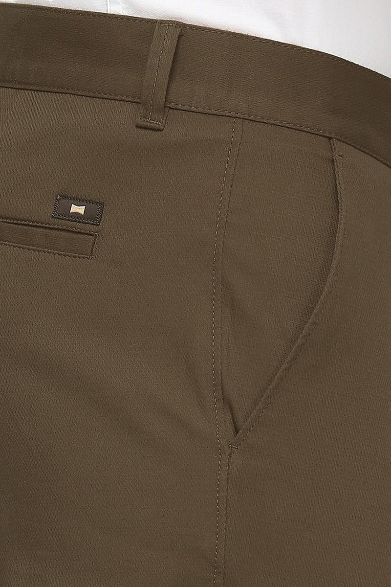 BASICS TAPERED FIT COTTON STRETCH DOBBY TROUSERS