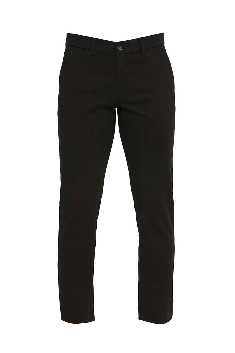 BASICS SKINNY FIT COTTON STRETCH DOBBY TROUSERS