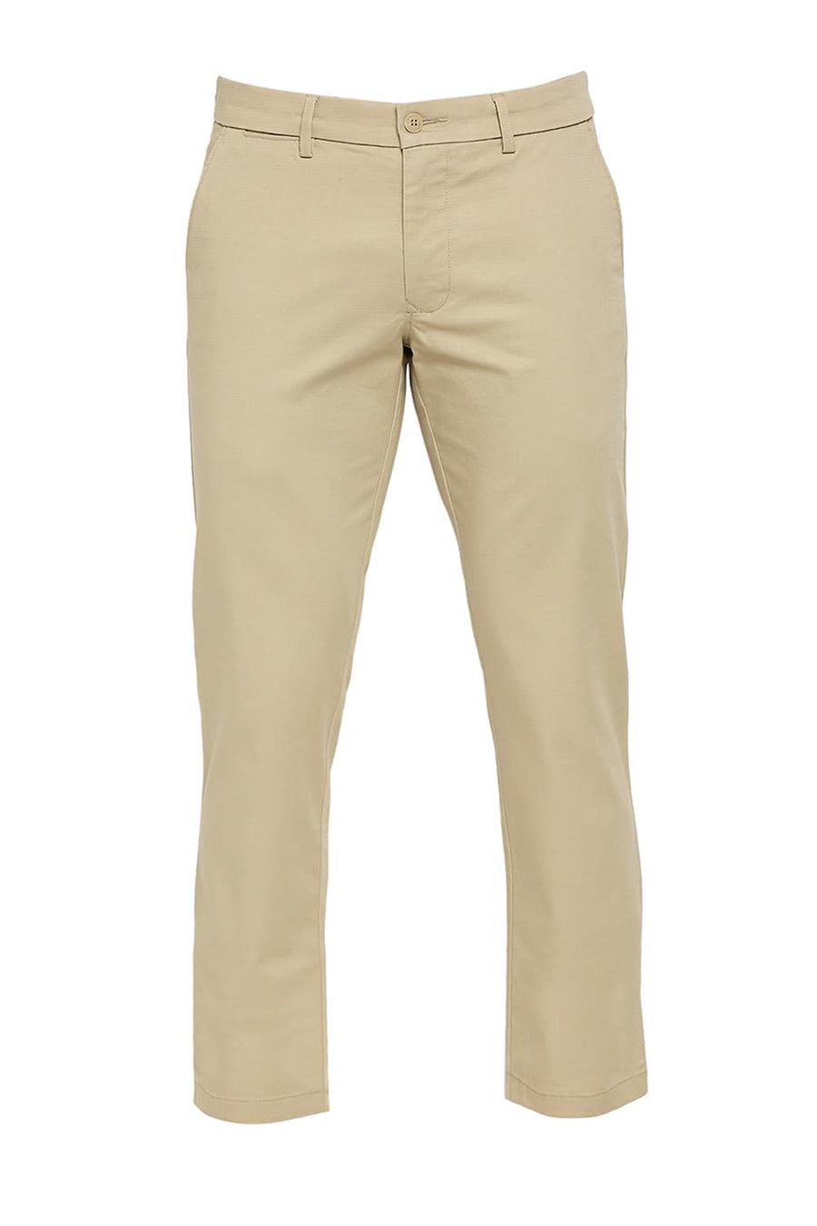 BASICS SKINNY FIT DUNE STONE COTTON STRETCH DOBBY TROUSERS
