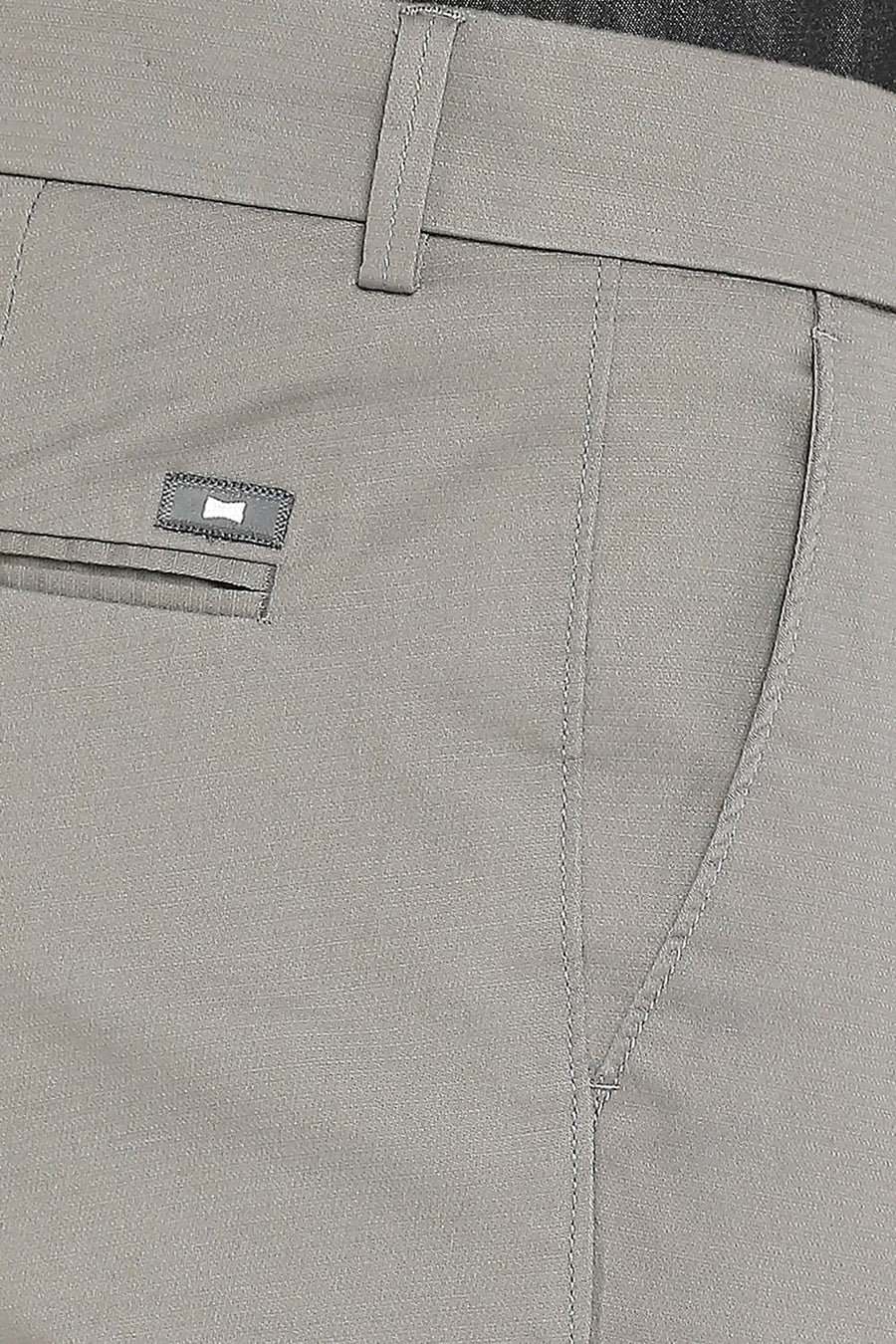 BASICS SKINNY FIT GRANITE GREY COTTON STRETCH DOBBY TROUSERS