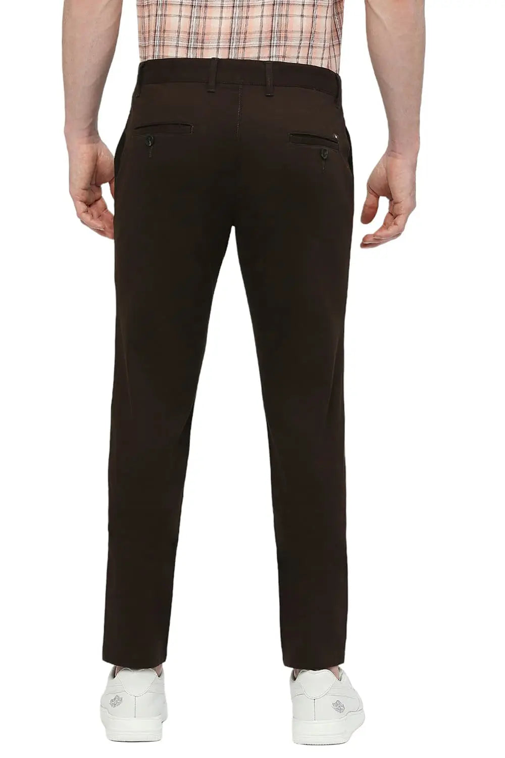 BASICS SKINNY FIT COTTON STRETCH DOBBY TROUSERS