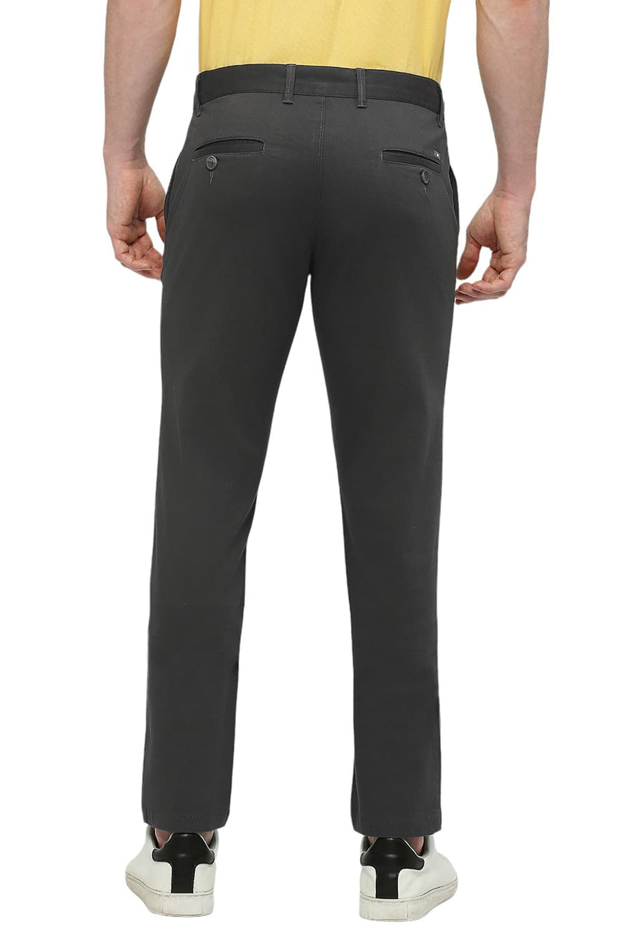 BASICS SKINNY FIT ROSIN GREY COTTON STRETCH DOBBY TROUSERS