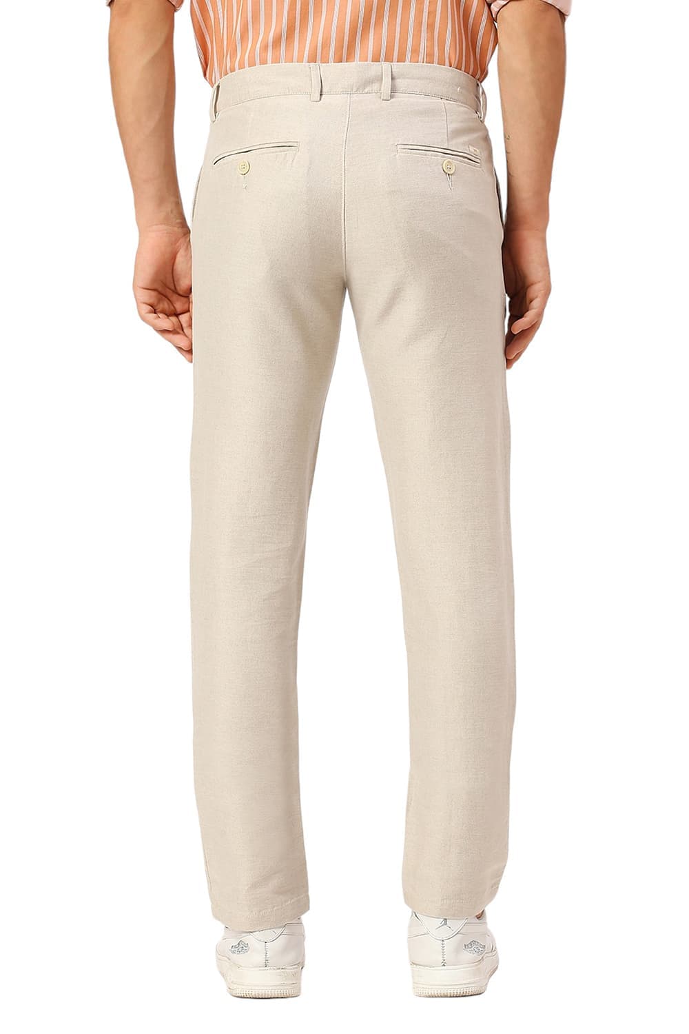 TAPERED FIT COTTON LINEN TWILL TROUSERS