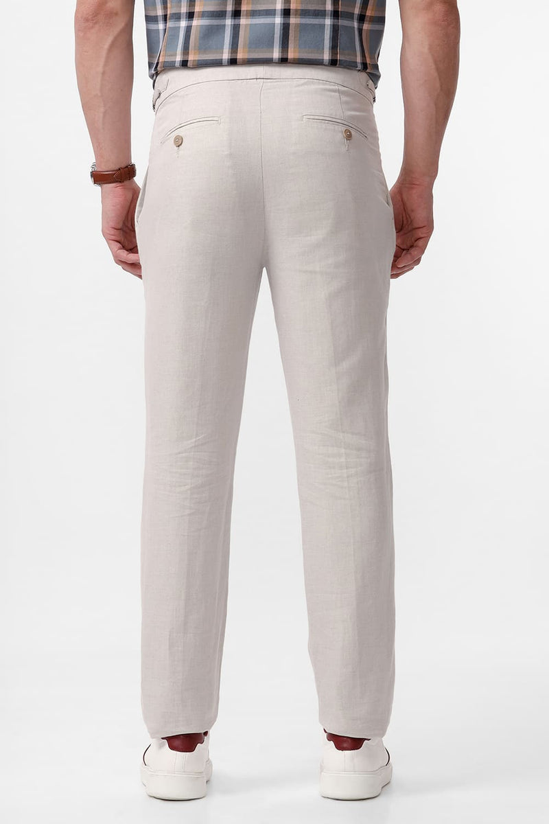 Tapered Fit Cotton Linen Twill Trousers