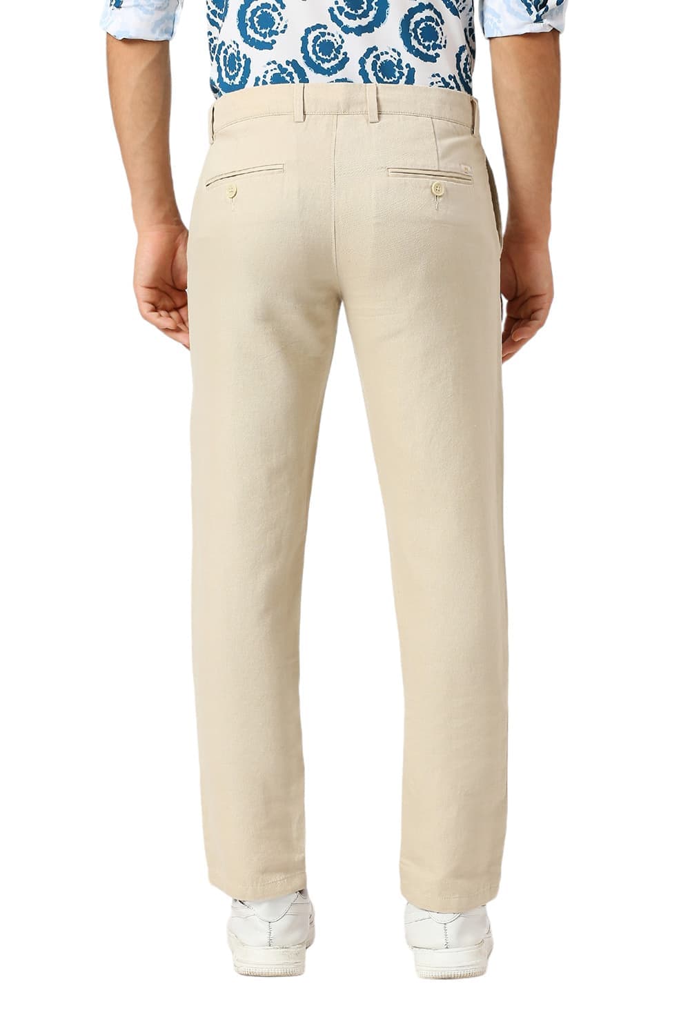 TAPERED FIT COTTON LINEN TWILL TROUSERS