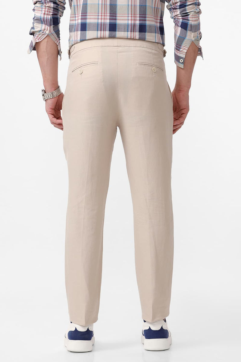Tapered Fit Cotton Linen Twill Trousers