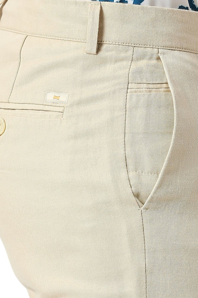 TAPERED FIT COTTON LINEN TWILL TROUSERS