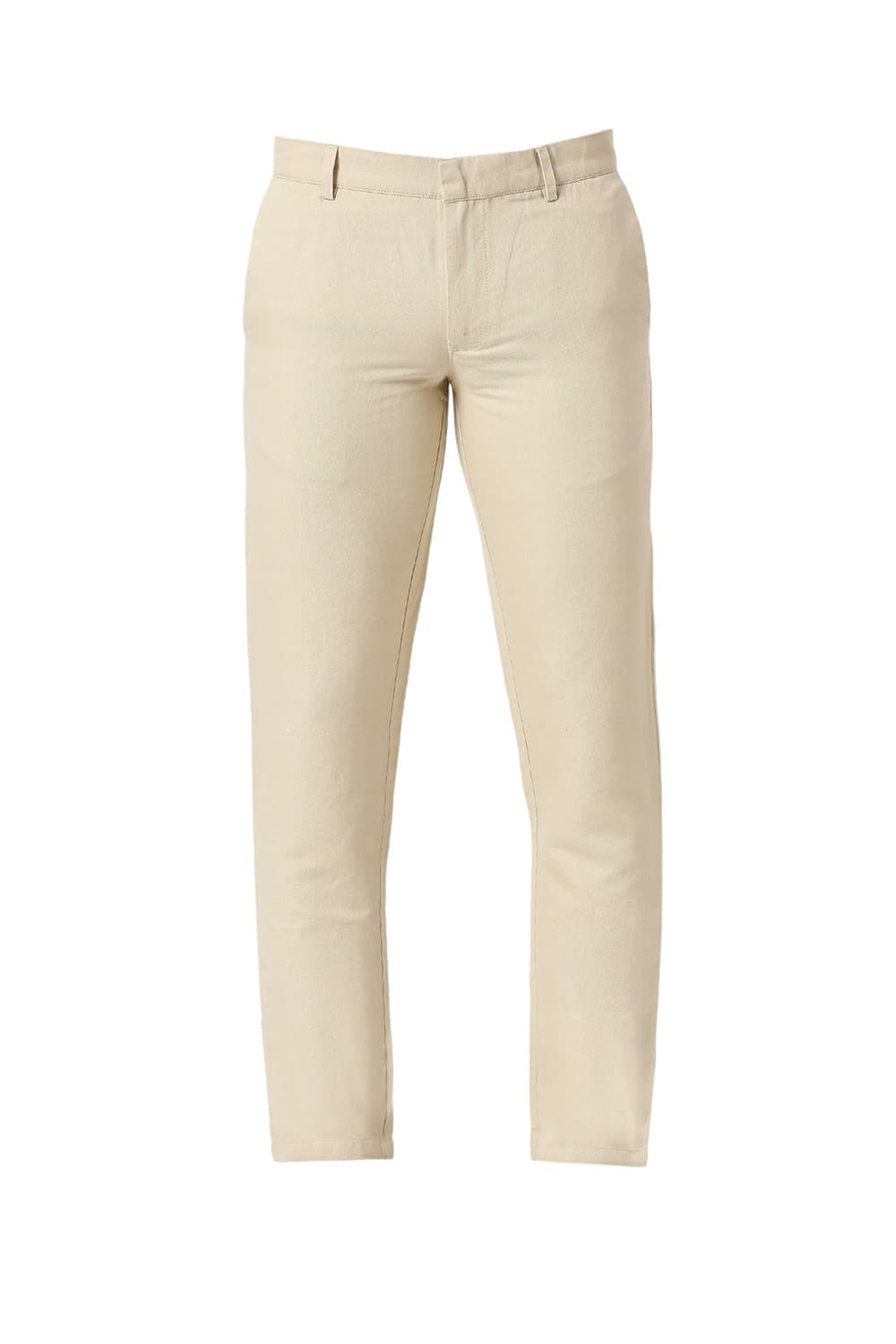 TAPERED FIT COTTON LINEN TWILL TROUSERS