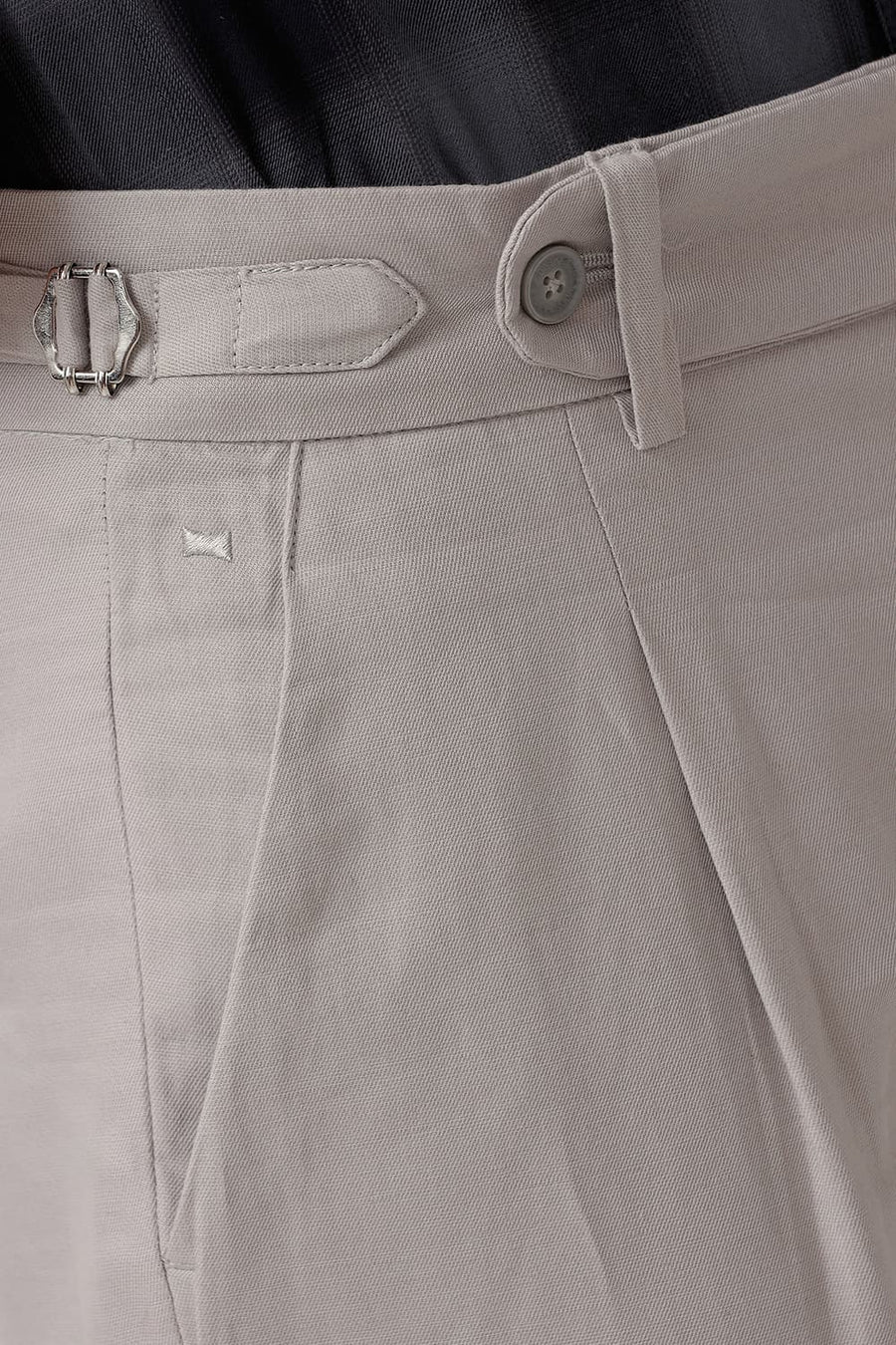 BASICS TAPERED FIT SILVER GREY COTTON LINEN TWILL TROUSERS