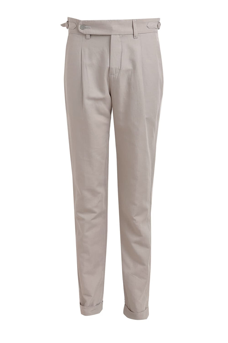 Tapered Fit Cotton Linen Twill Trousers