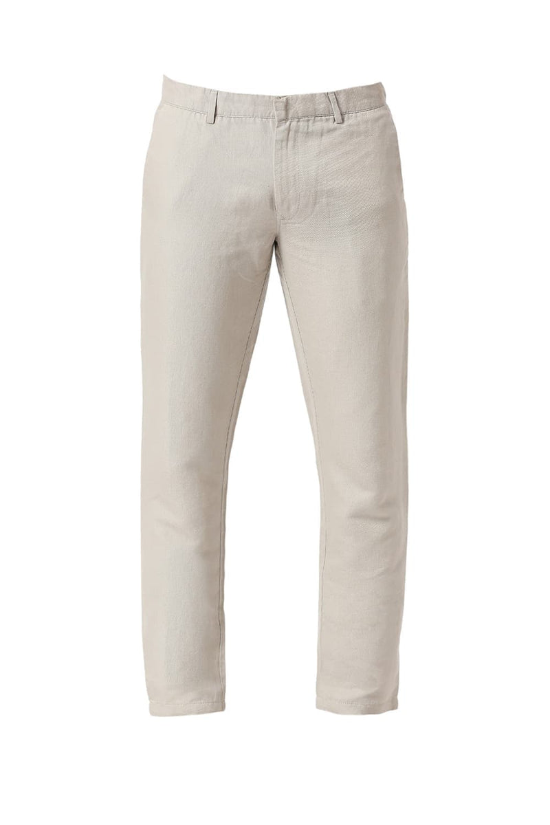 TAPERED FIT COTTON LINEN TWILL TROUSERS