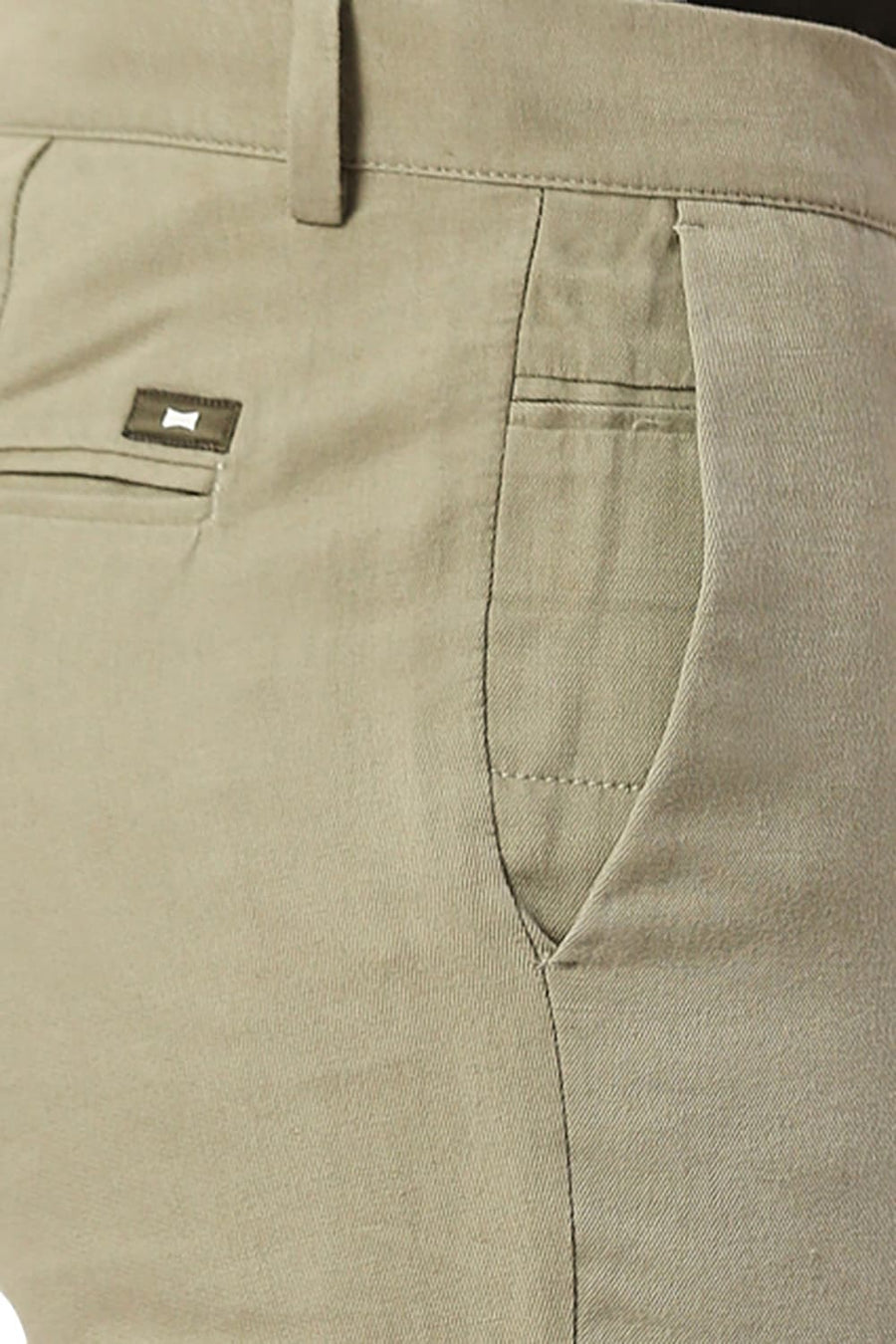 BASICS TAPERED FIT STONE LIGHT GREEN COTTON LINEN TWILL TROUSERS