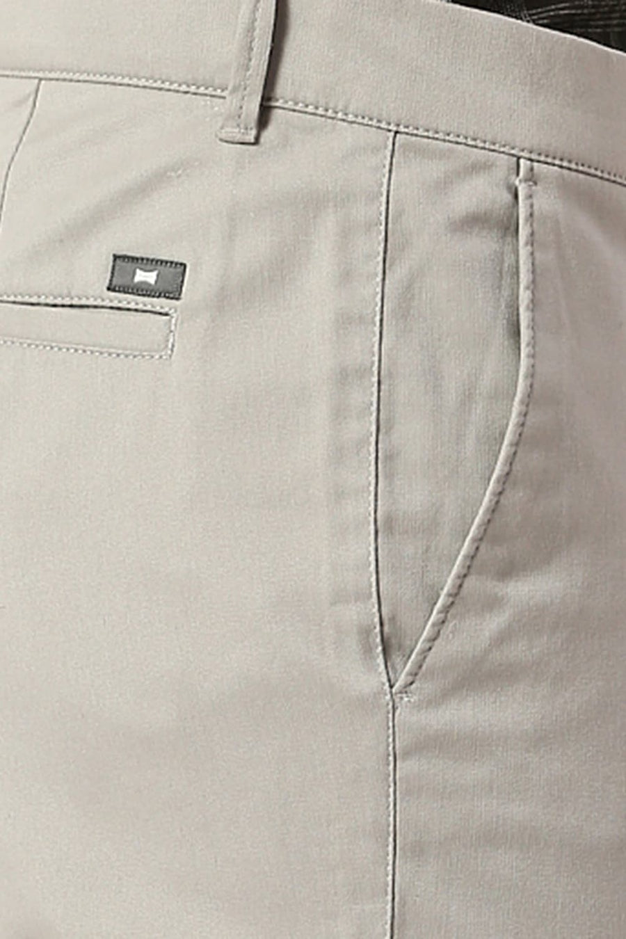 BASICS TAPERED FIT BELGIAN GREY COTTON STRETCH DOBBY TROUSERS