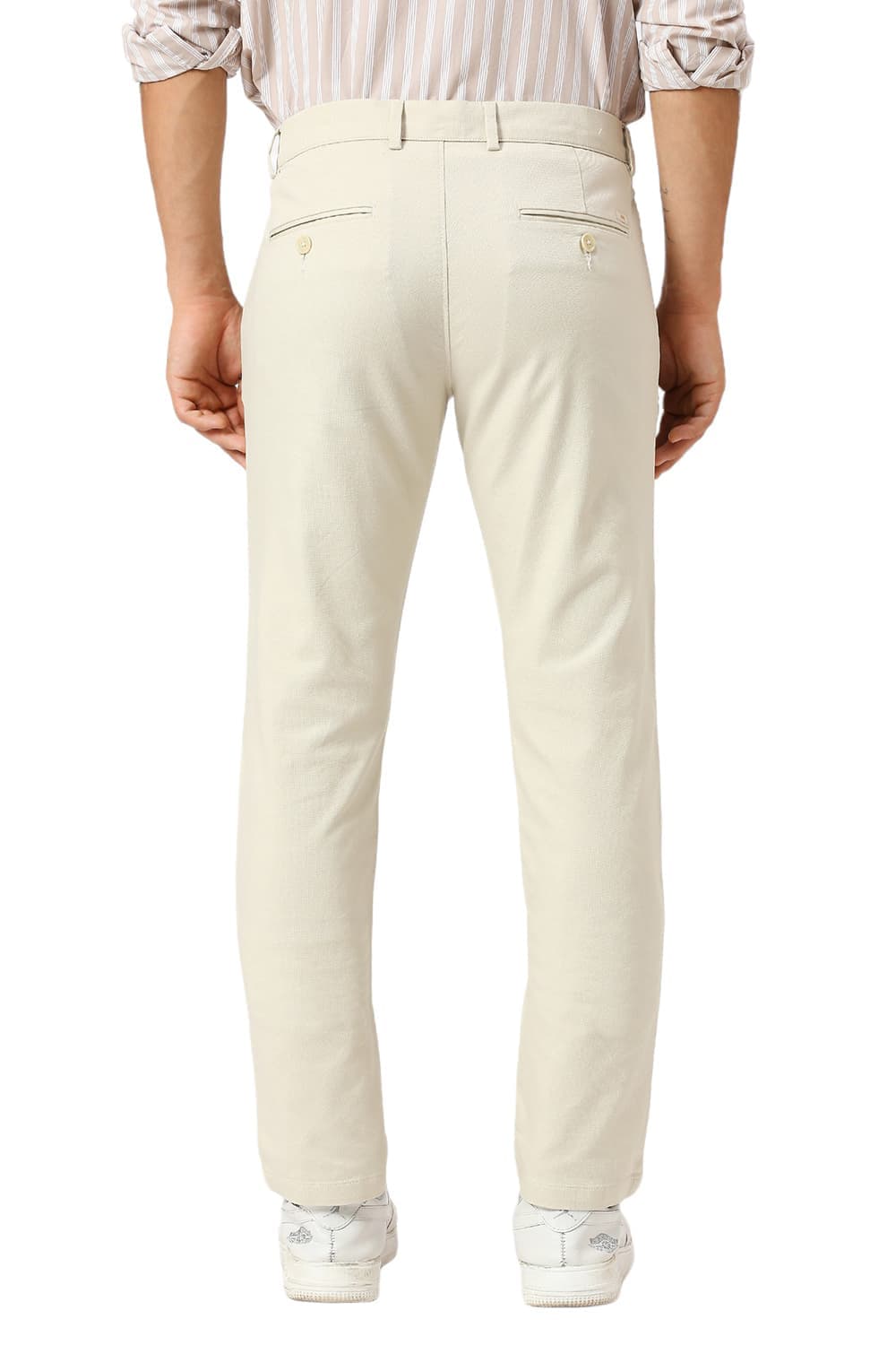 TAPERED FIT COTTON VISCOSE STRETCH DOBBY TROUSERS