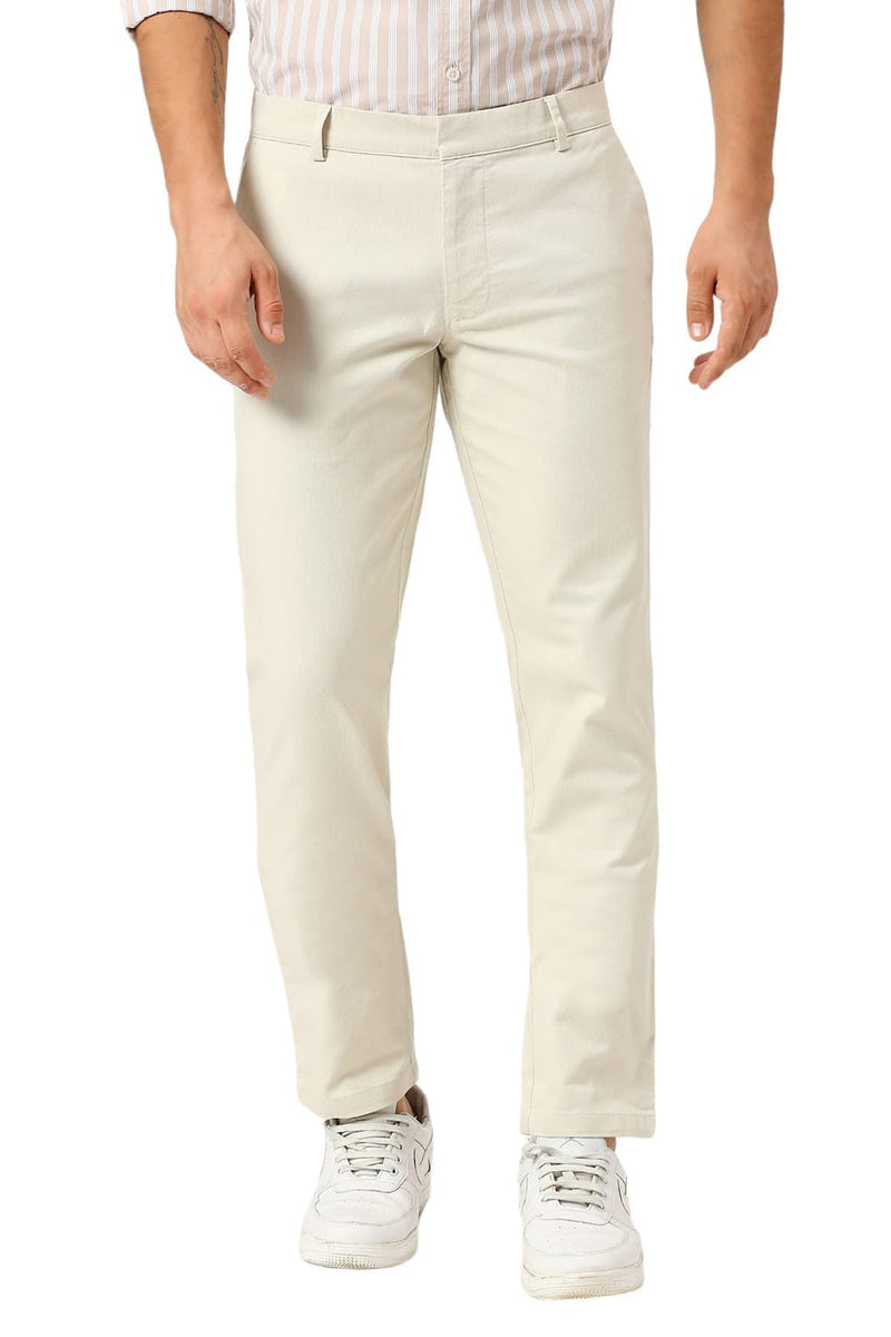 TAPERED FIT COTTON VISCOSE STRETCH DOBBY TROUSERS