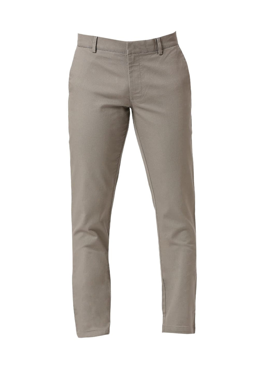 BASICS TAPERED FIT GANITE MID GREY COTTON VISCOSE STRETCH DOBBY TROUSERS