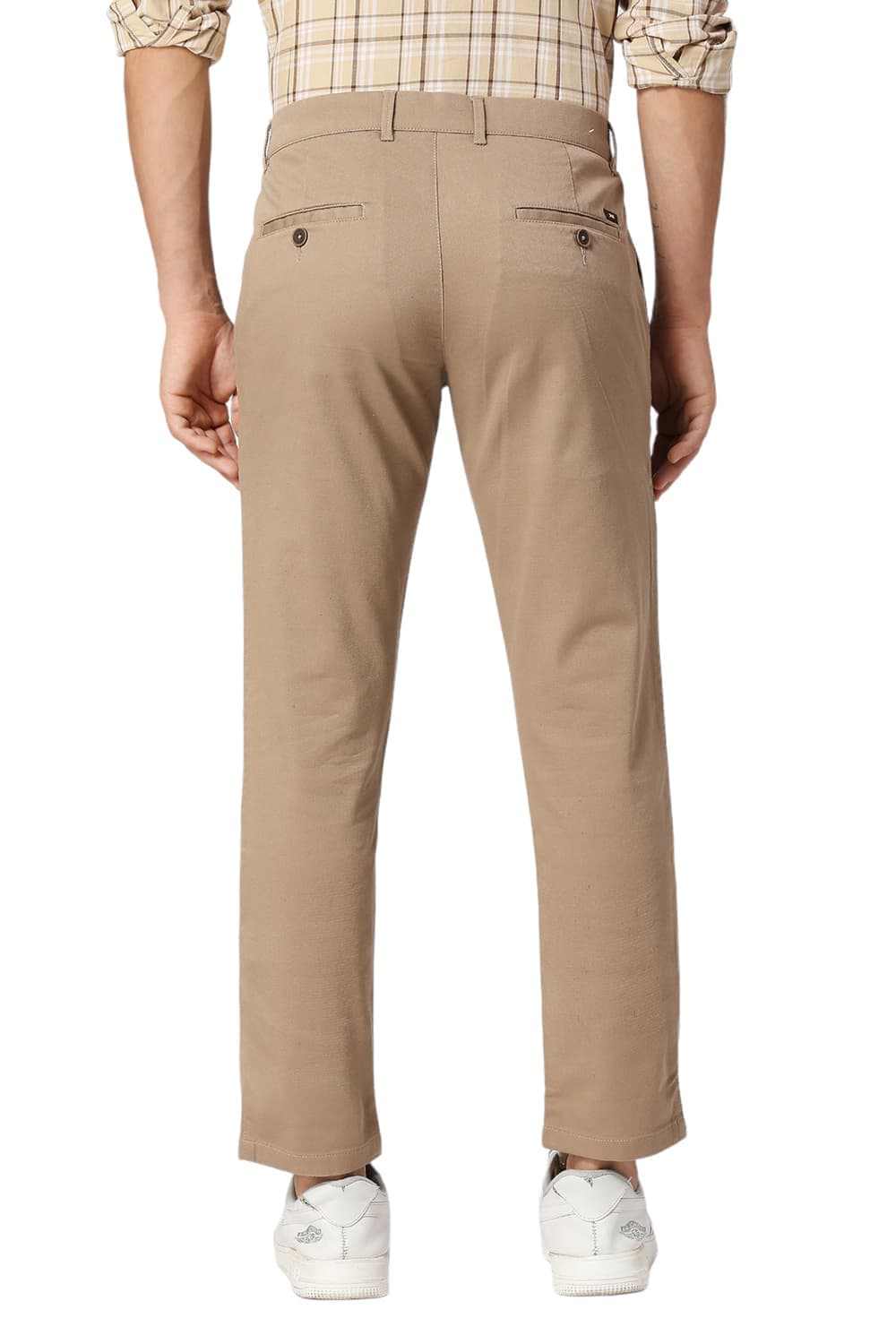 TAPERED FIT COTTON STRETCH DOBBY TROUSERS