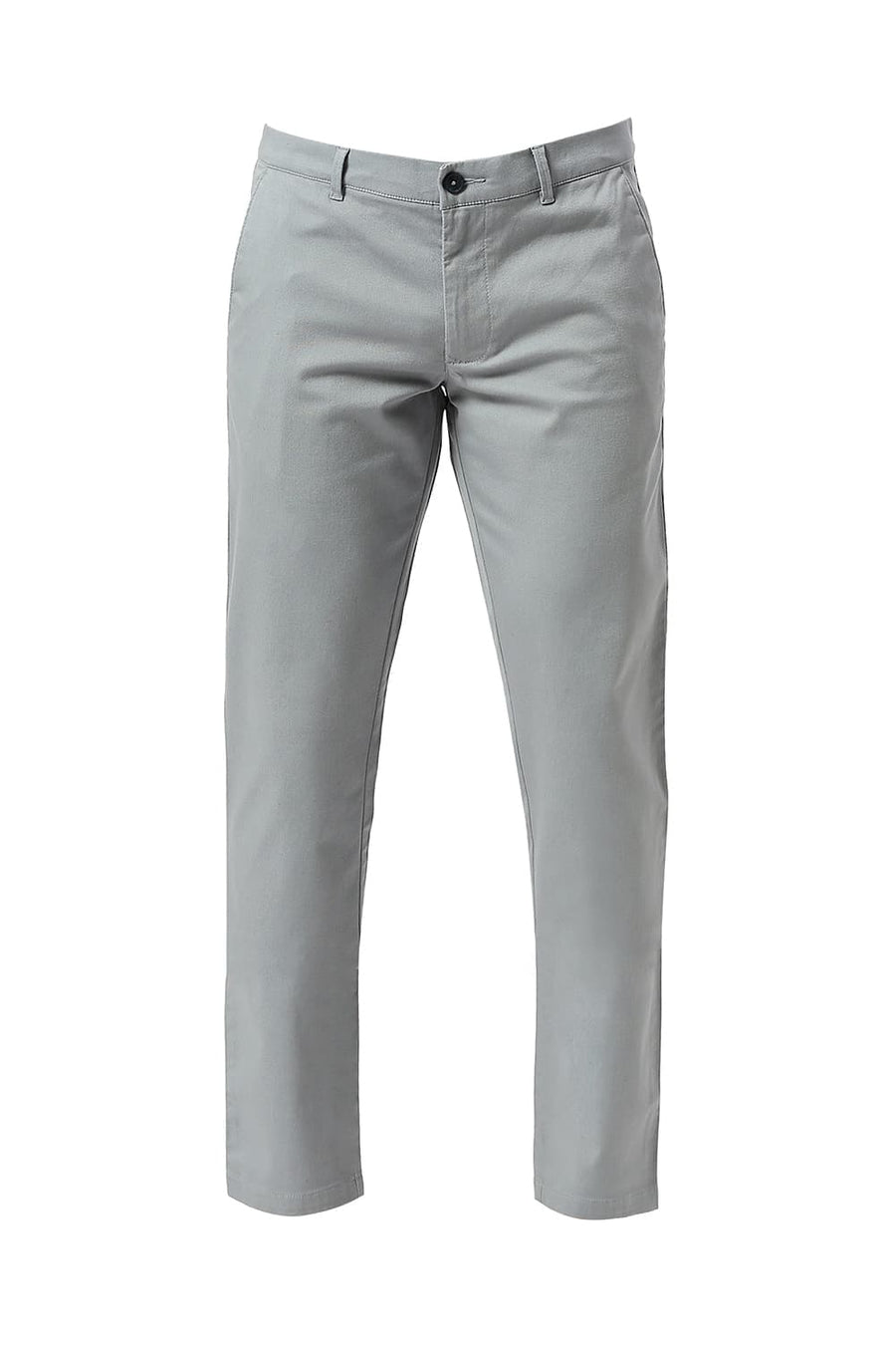 BASICS TAPERED FIT LEAD MID BLUE COTTON STRETCH DOBBY TROUSERS