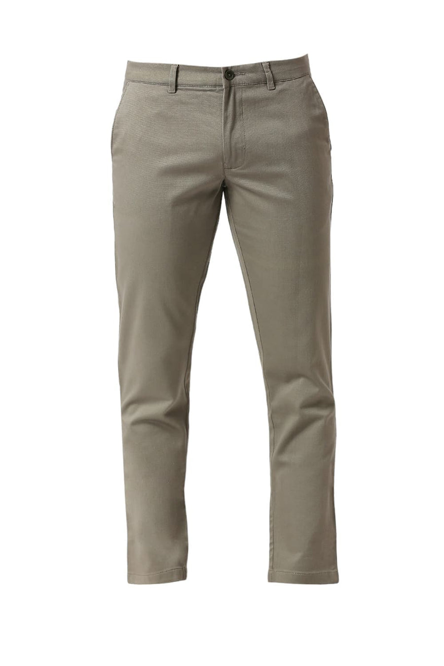 BASICS TAPERED FIT DURKY MID GREEN COTTON STRETCH DOBBY TROUSERS