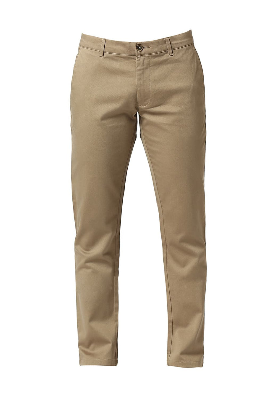BASICS TAPERED FIT RAIN MID BROWN COTTON STRETCH DOBBY TROUSERS