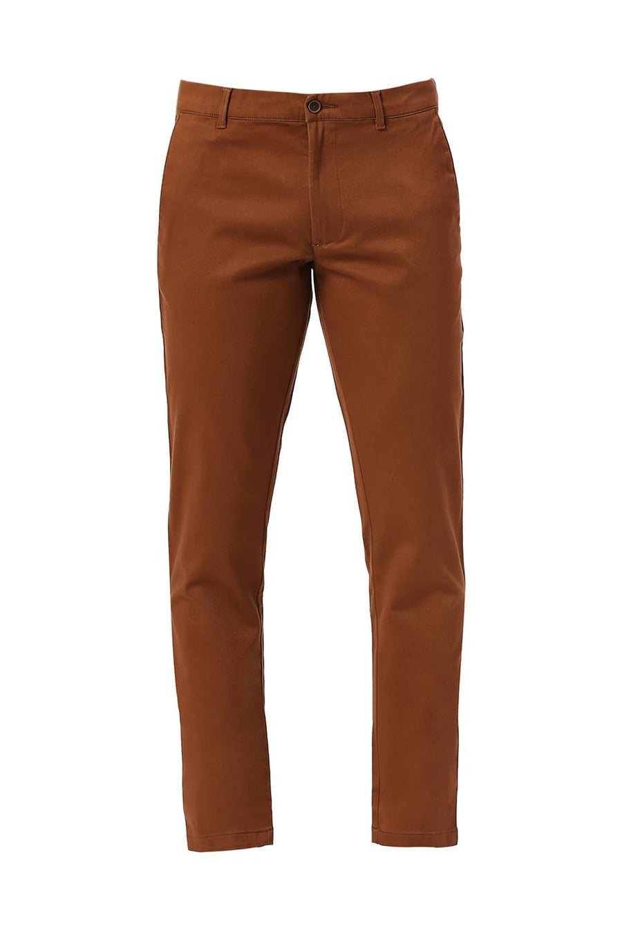 BASICS TAPERED FIT TIRAMISU DARK BROWN COTTON STRETCH DOBBY TROUSERS