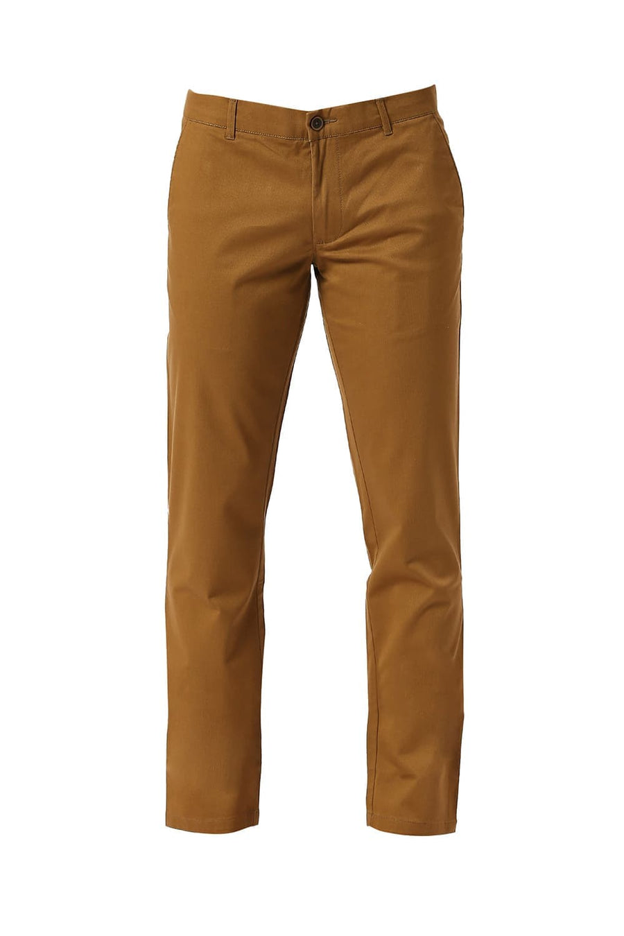 BASICS TAPERED FIT ERMINE KHAKI COTTON STRETCH DOBBY TROUSERS
