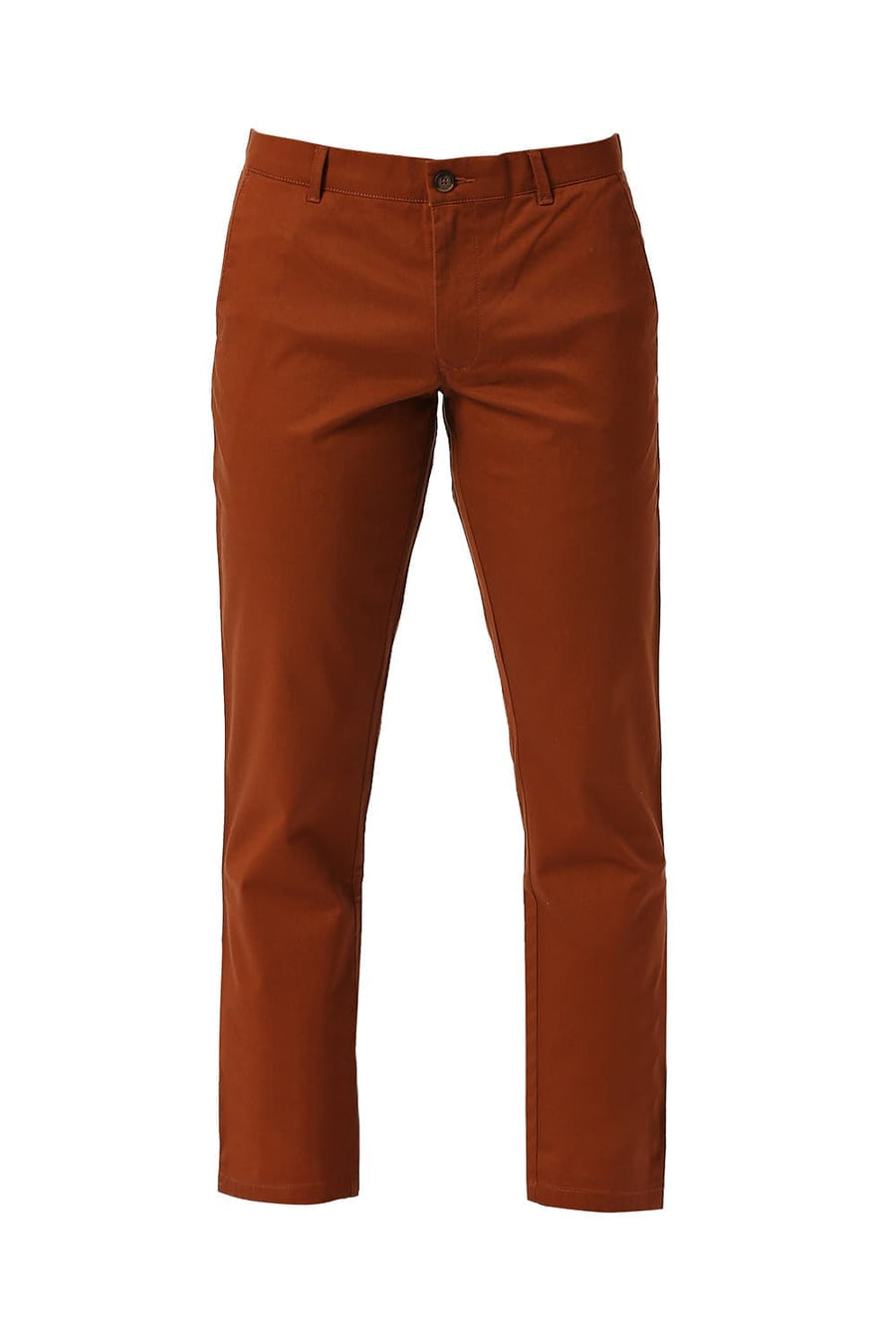 BASICS TAPERED FIT IMPERIAL BROWN COTTON STRETCH DOBBY TROUSERS