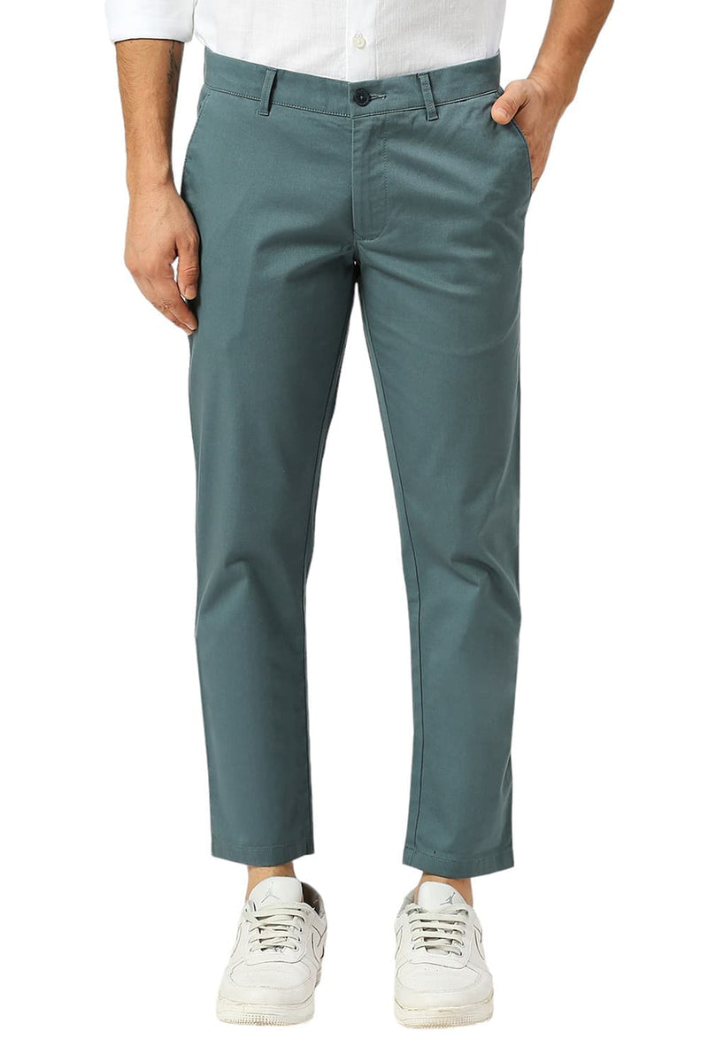 TAPERED FIT COTTON STRETCH DOBBY TROUSERS