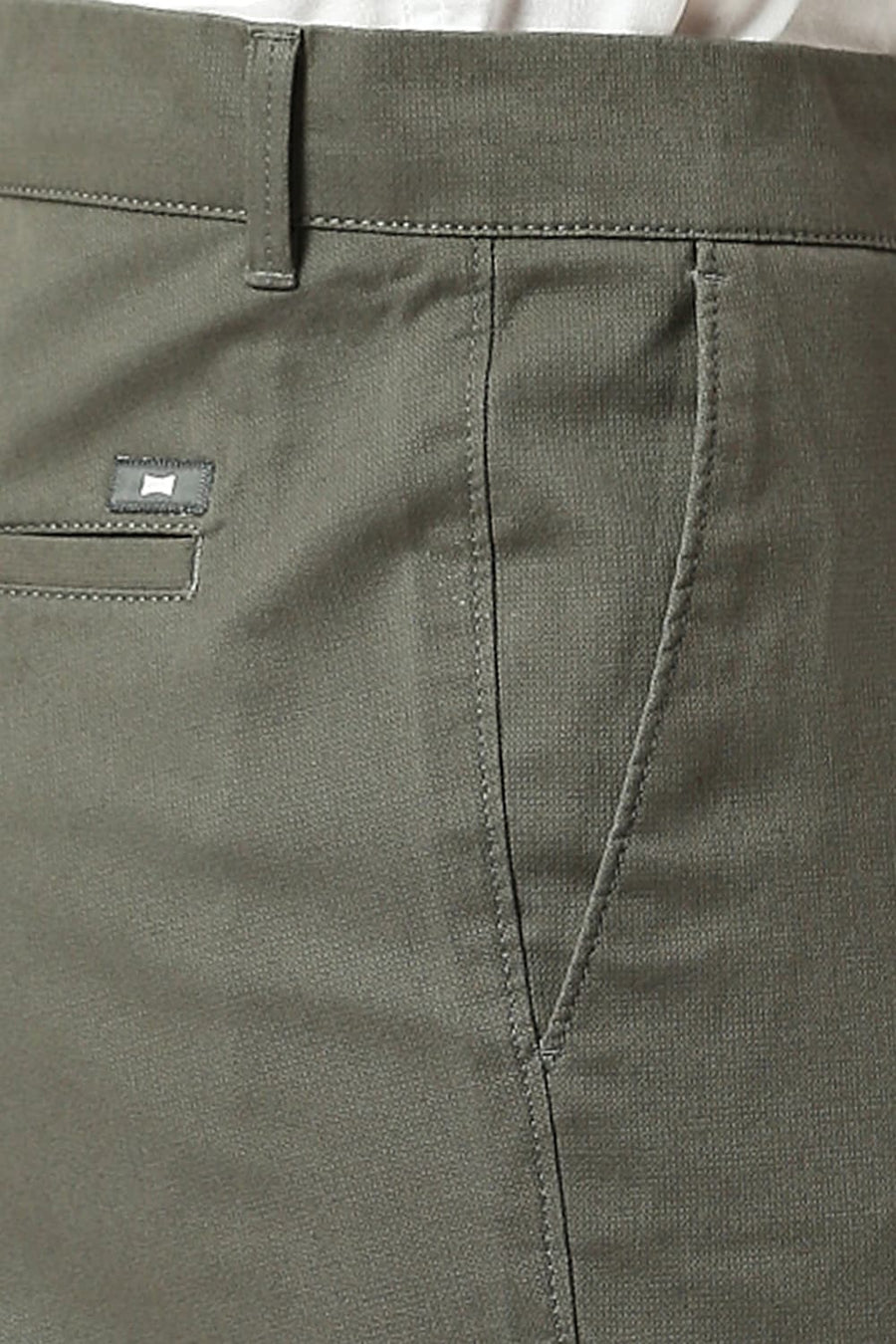 BASICS TAPERED FIT CILANTRO GREY COTTON STRETCH DOBBY TROUSERS