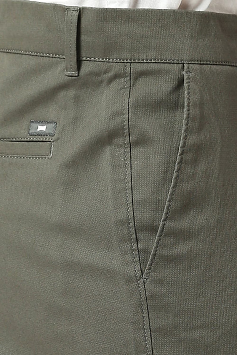 TAPERED FIT COTTON STRETCH DOBBY TROUSERS