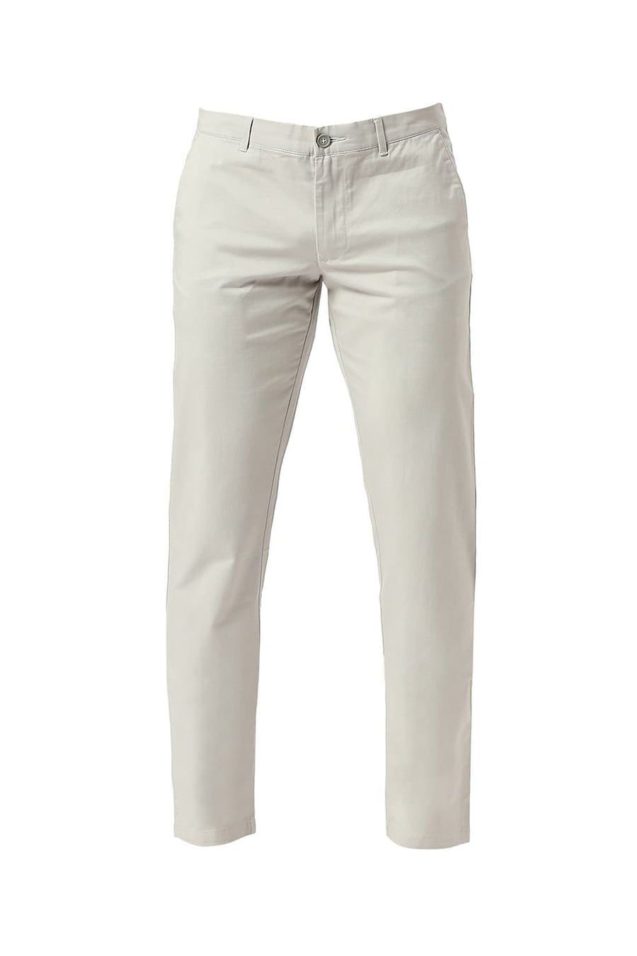 BASICS TAPERED FIT QUIET LIGHT GREY COTTON STRETCH DOBBY TROUSERS