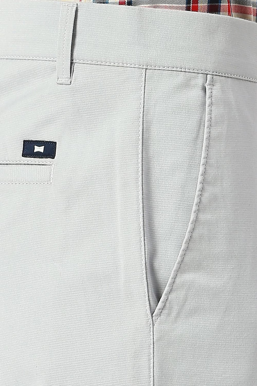 BASICS TAPERED FIT HARBOR LIGHT BLUE COTTON STRETCH DOBBY TROUSERS