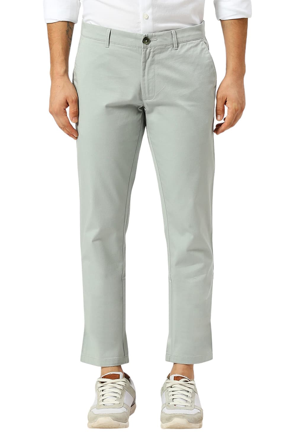 TAPERED FIT COTTON STRETCH DOBBY TROUSERS