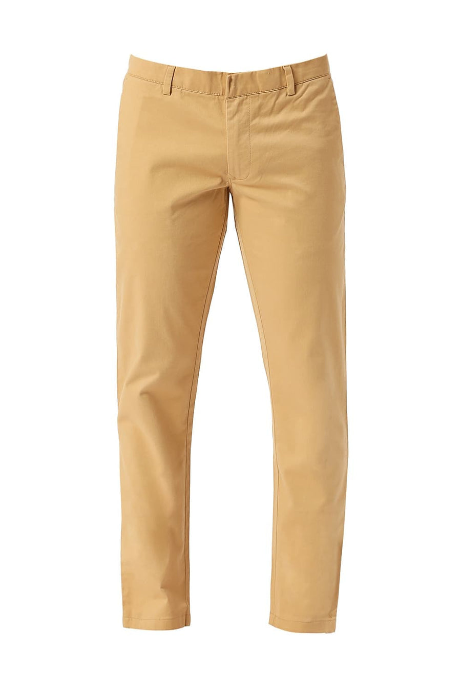 BASICS TAPERED FIT CLAY KHAKI COTTON STRETCH PEACH TWILL TROUSERS