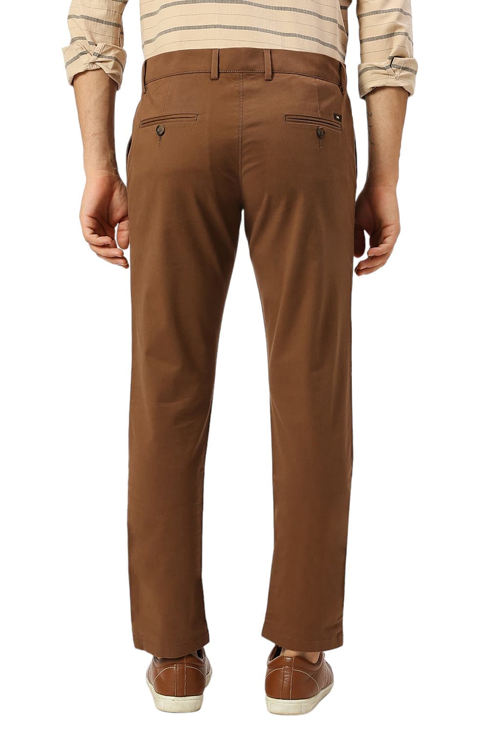 TAPERED FIT COTTON STRETCH PEACH TWILL TROUSERS