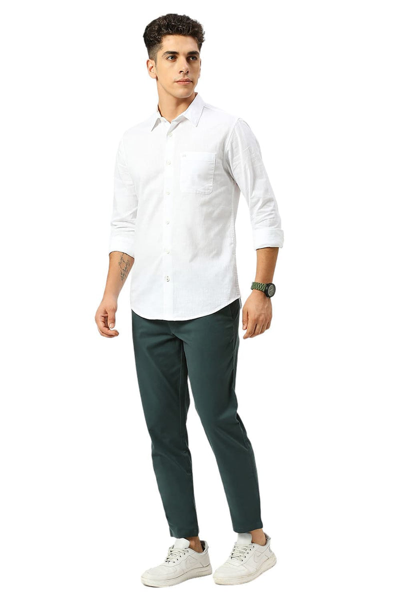 TAPERED FIT COTTON STRETCH PEACH TWILL TROUSERS