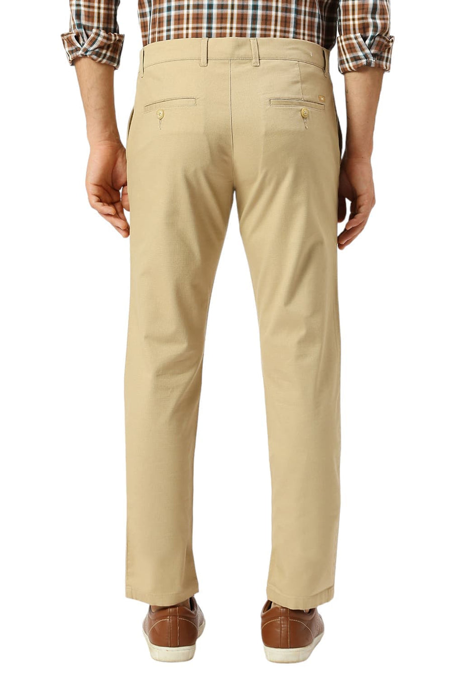 BASICS TAPERED FIT INCENSE KHAKI COTTON STRETCH DOBBY TROUSERS