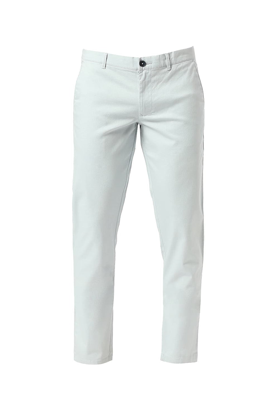 BASICS TAPERED FIT PEARL BLUE COTTON STRETCH DOBBY TROUSERS