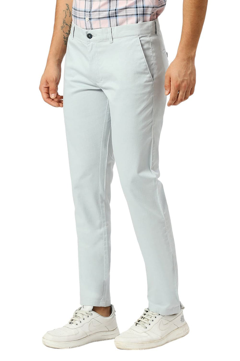 TAPERED FIT COTTON STRETCH DOBBY TROUSERS