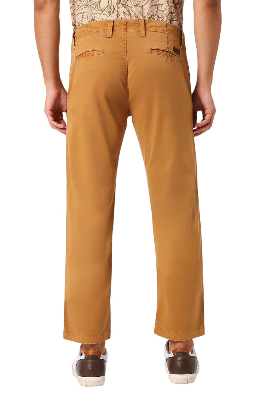 BASICS DRIFT FIT GOLDEN KHAKI COTTON STRETCH PEACH TWILL TROUSERS